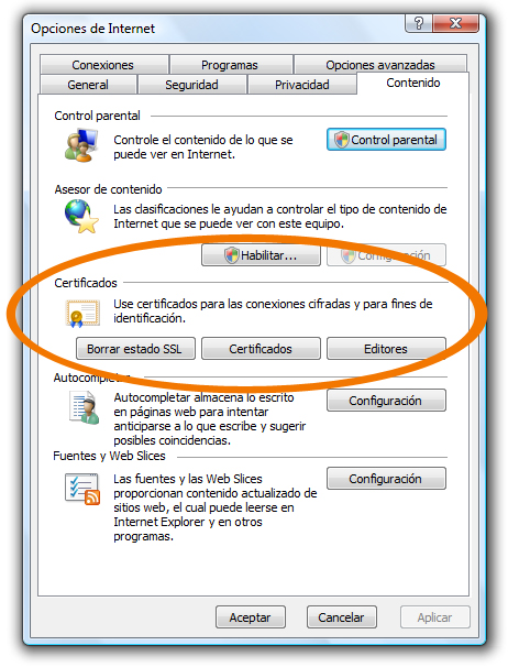 Configuration Panel certificates in Explorer